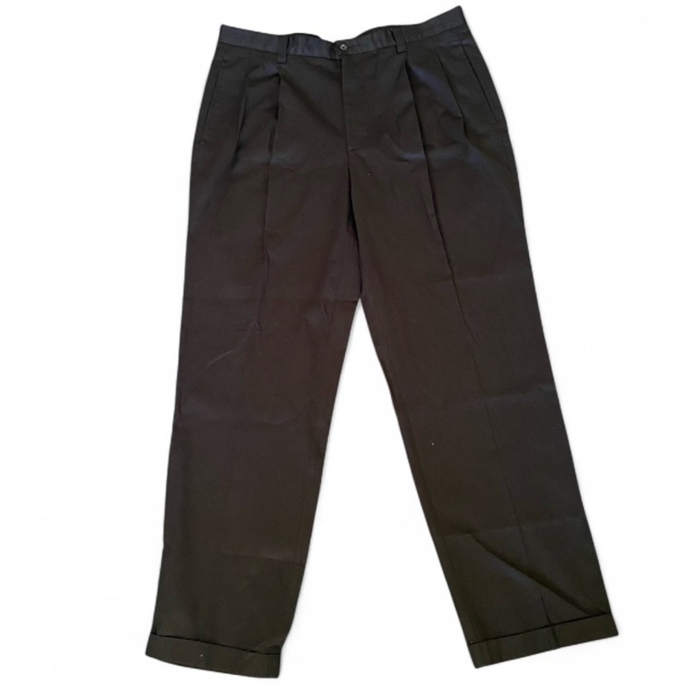 Hathaway Formal Mens Black Pleated Cuffed Trousers Size 38/32 Dress‎ Pants